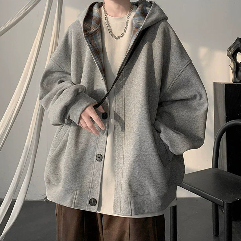 Herre afslappet oversized jakke med hætte og funktionelle detaljer Stilla