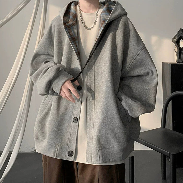Herre afslappet oversized jakke med hætte og funktionelle detaljer Stilla