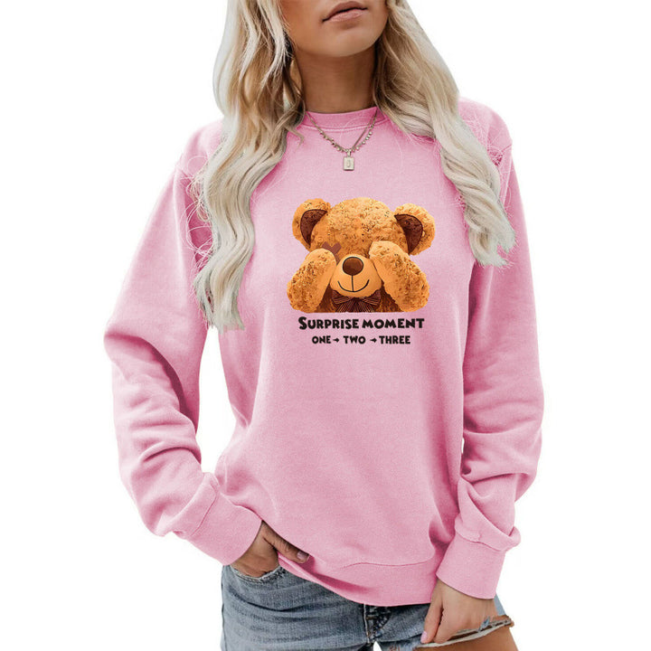 Kvindernes fritids sweater med sødt bjørne design Skovae