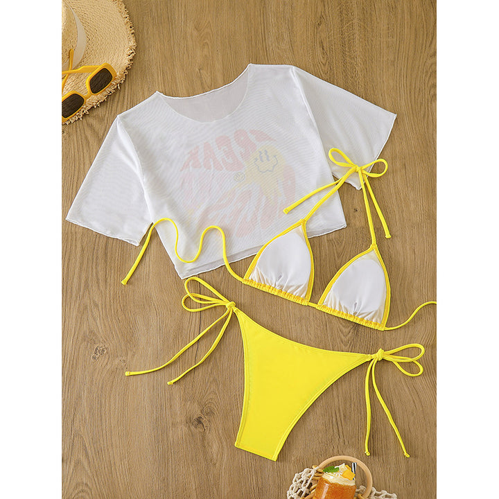 Kvinder Sjov Grafik Crop Top og Knyt-sider Bikinisæt Stilla
