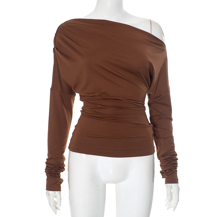 Femme Draped Off-Shoulder Langærmetop Stilla