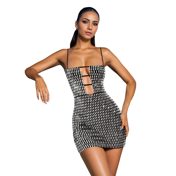 Dame Style-statement minikjole med eksklusive cut-out-detaljer og unikt geometrisk mønster Stilla