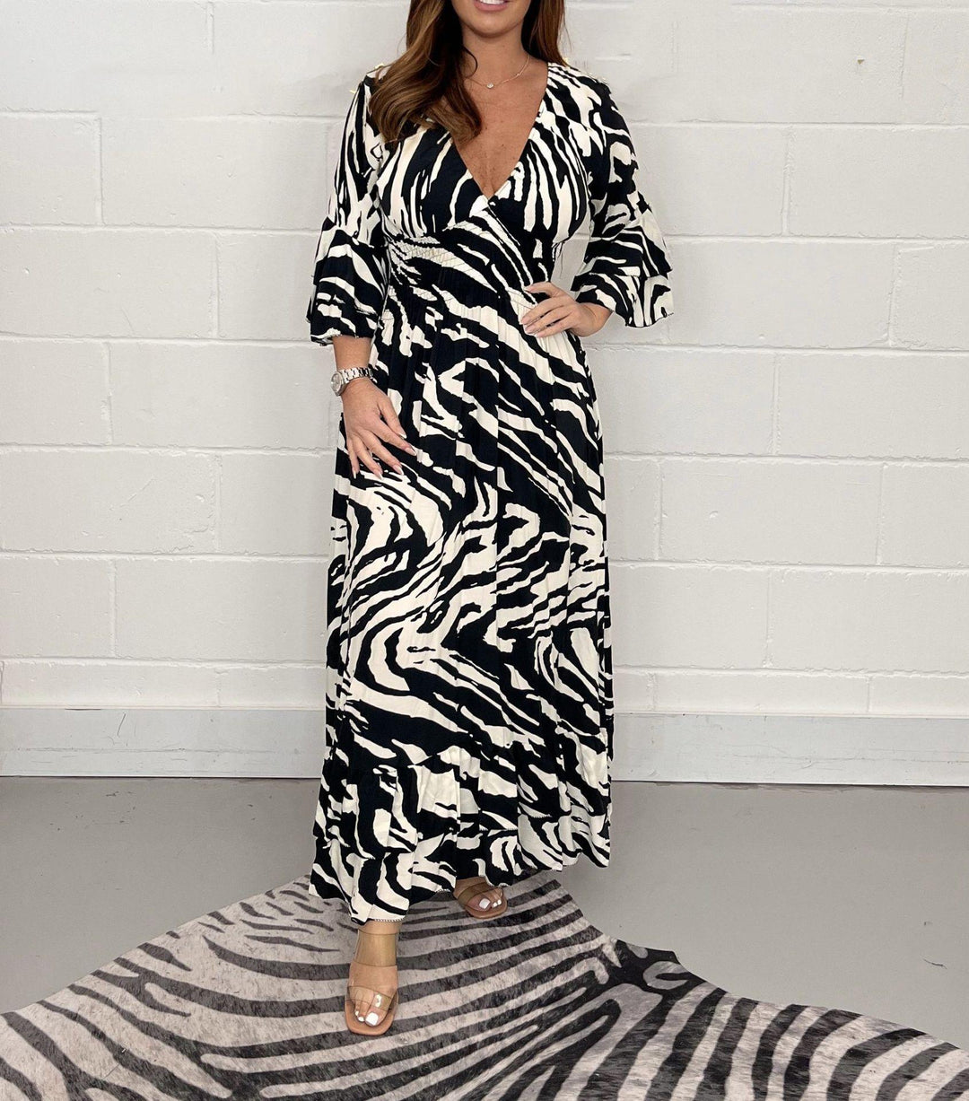Maxi-kjole i boho-stil til damer med flagrende ærmer Stilla