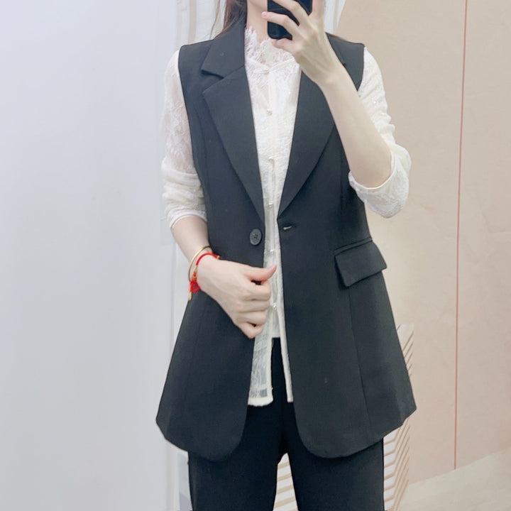 Dame elegant vest med dobbelt knapliste og struktureret design Stilla