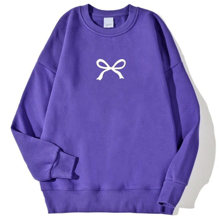 Kvinders hyggelige sweatshirt med fashionable bue motiv Stilla
