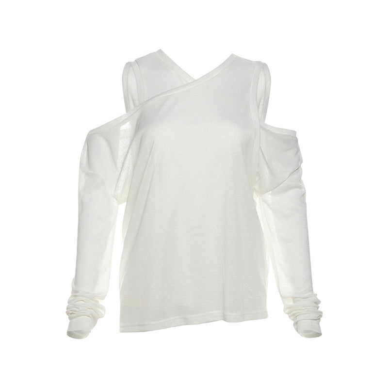 Dame Innovativt Langærmet T-shirt med Cut-Out-ærmer Stilla