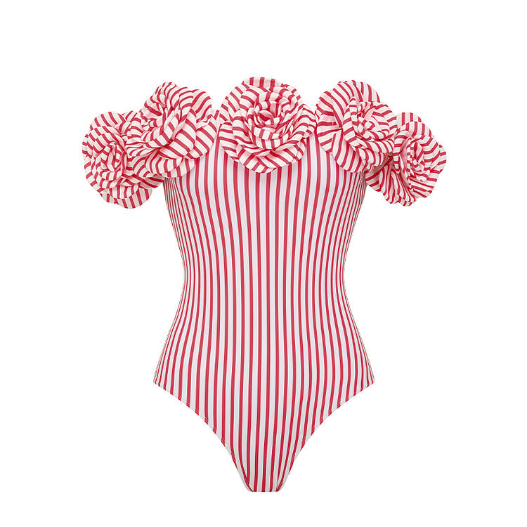 Dame Striped Bikini-Sæt med elegant V-wrap Bluse og moderigtig Skørt Skovae