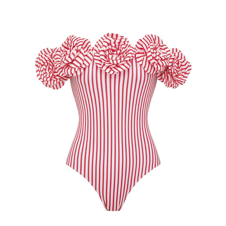 Dame Striped Bikini-Sæt med elegant V-wrap Bluse og moderigtig Skørt Skovae
