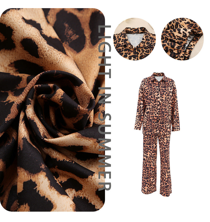 Dame Elegante Pyjamasæt med leopardmønster og komfortabel pasform Stilla