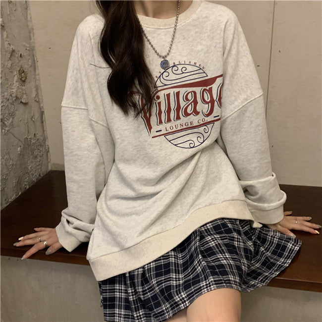 Kvindernes casual oversized sweater med kreativt print og komfortable, åndbare materialer