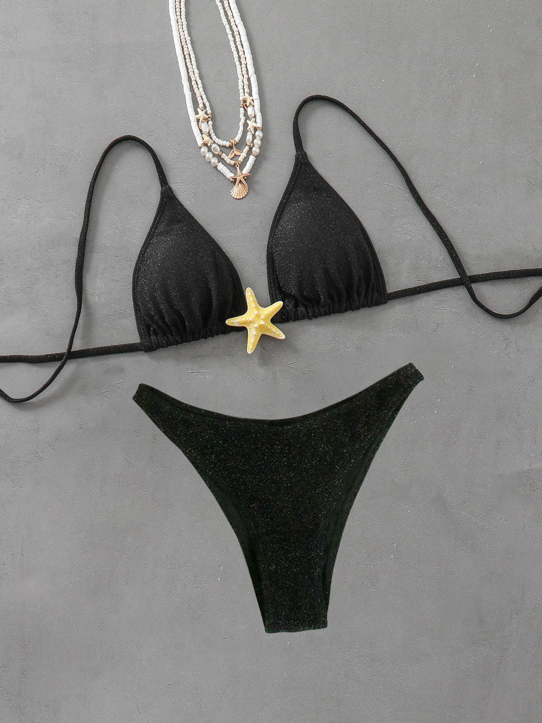 Dame triangel-bikini med trendy glimmer-effekt Skovae