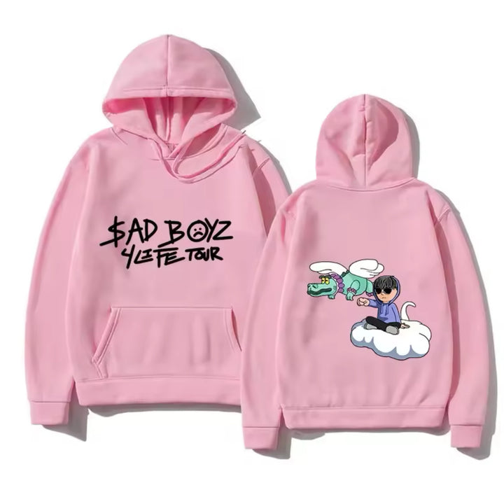Kvinders hoodie med kreativ print og komfortable kængurulommer Skovae