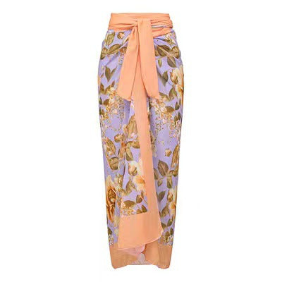 Dame Bandeau Badedragt med indpakningsskørt i floralt design Stilla
