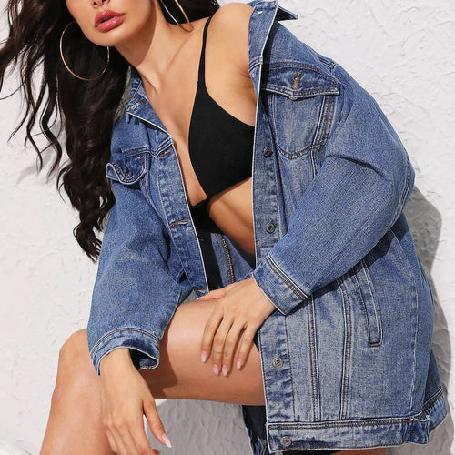 Dame denimjakke i afslappet oversized stil Stilla
