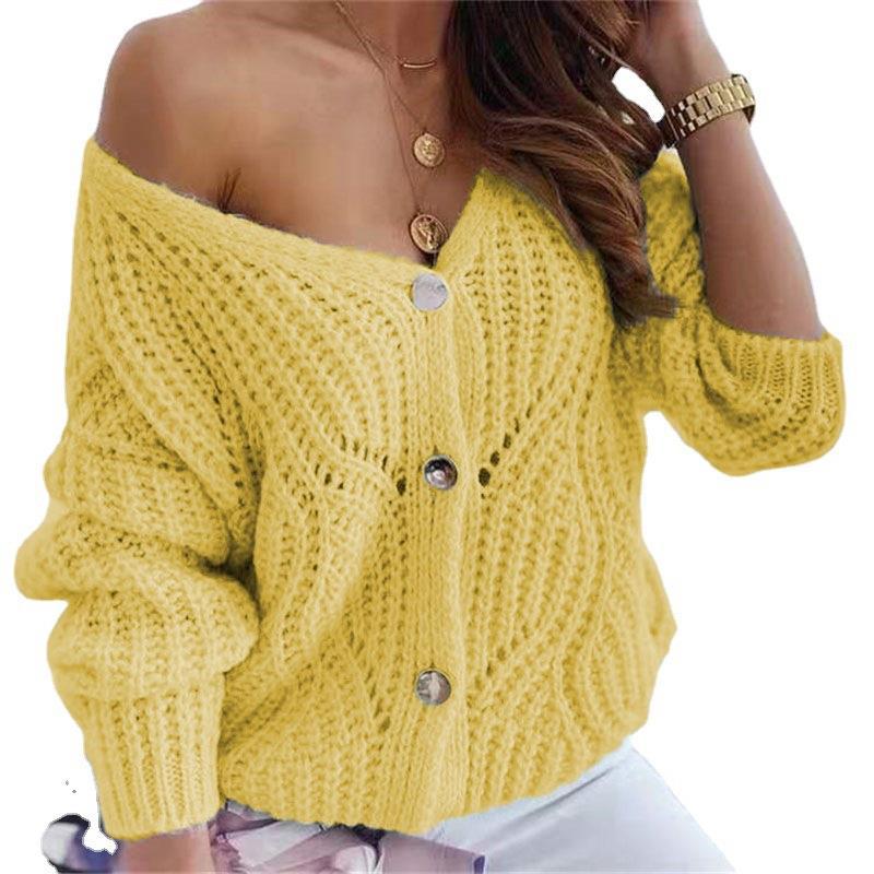 Dame chunky strik cardigan med fordelagtigt åbent design og dekorative knapdetaljer Stilla