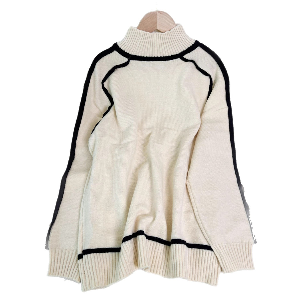 Dame stilfuld turtleneck sweater med kontrasterende kant Stilla