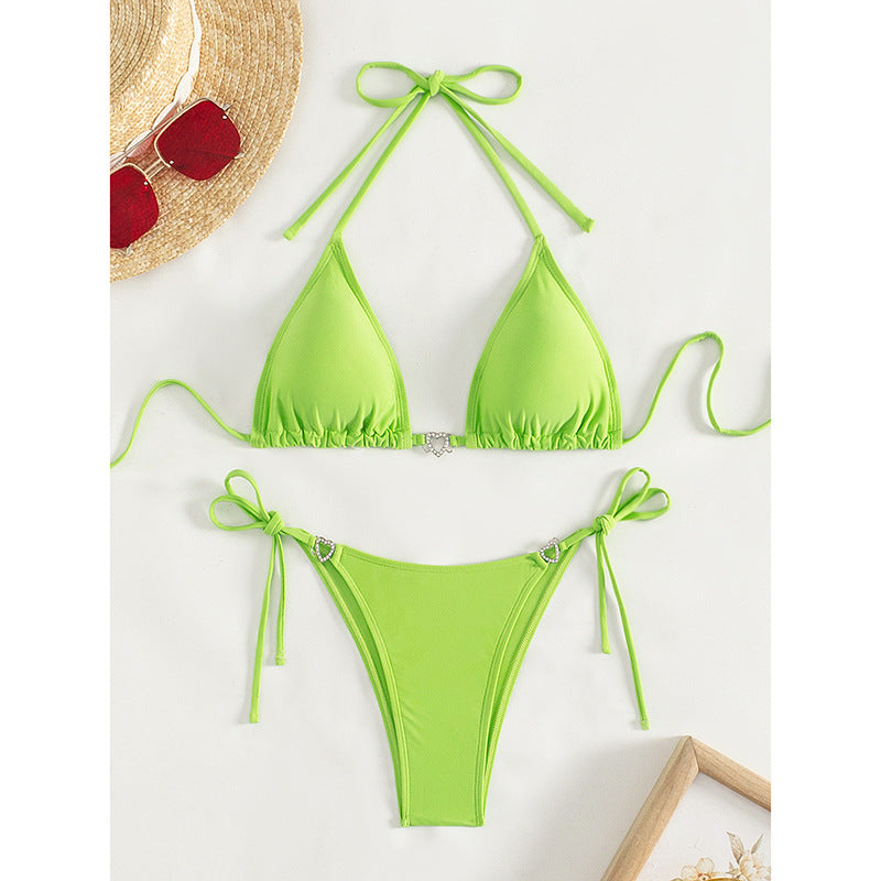 Damer Triangel-Bikini med hjerteformede accenter og justerbare stropper Skovae