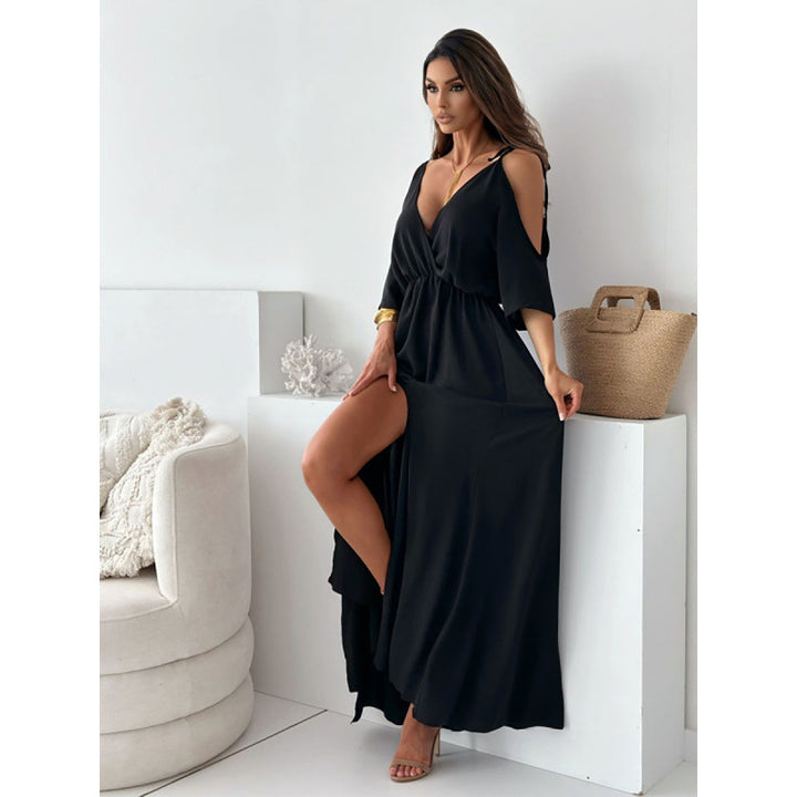 Femme Elegante Maxi-Kjole med højt slids og justerbar talje Stilla