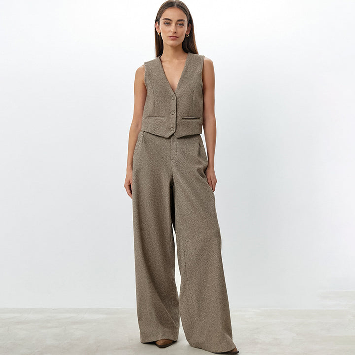 Dame elegant vest og bred bukse ensemble Stilla