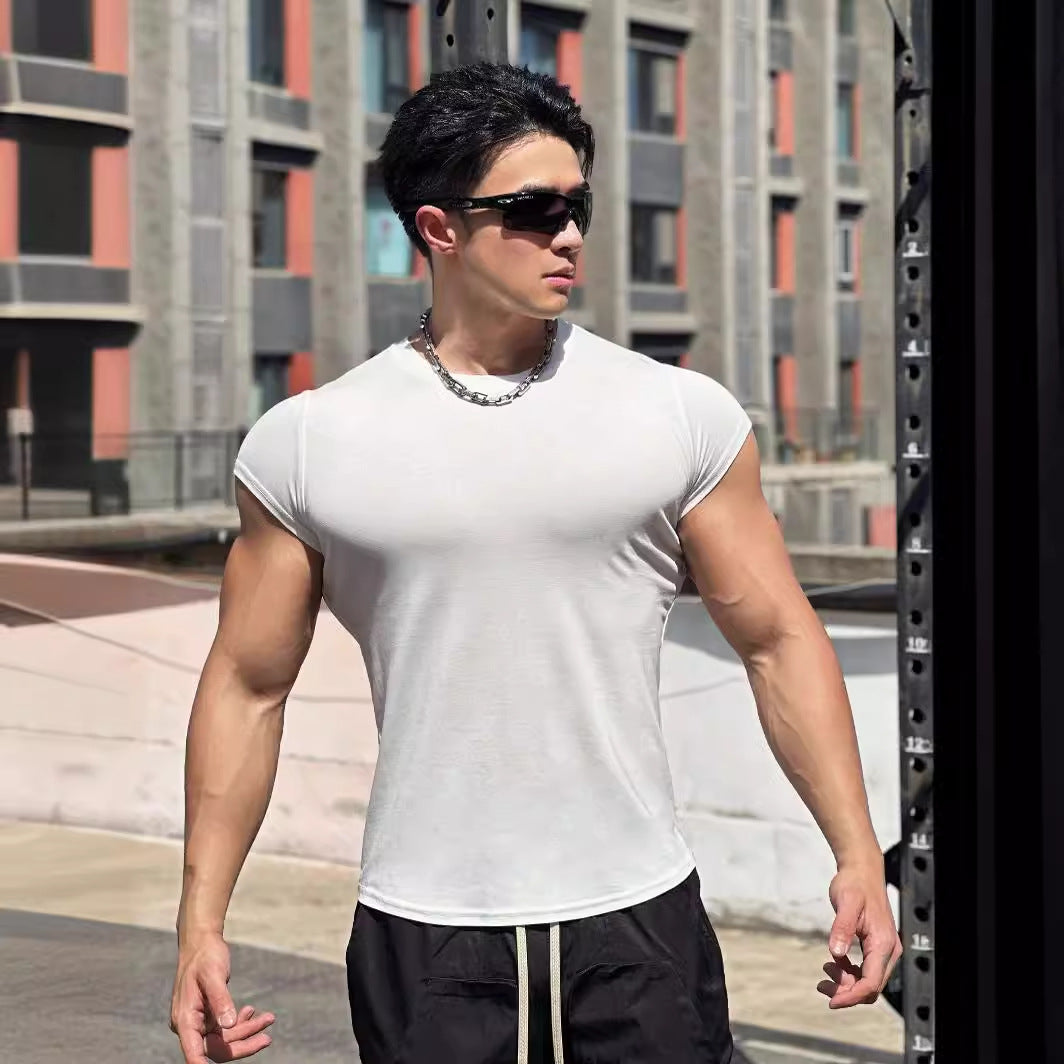Herre muskuløs fitnessshirt med innovativt snit og åndbar teknologi Stilla