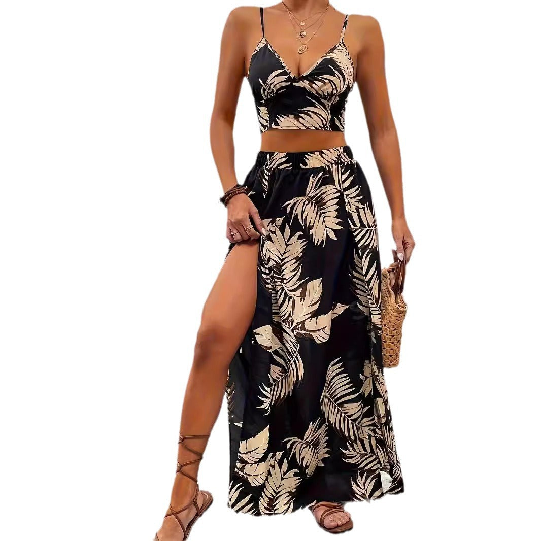 Kvinder Tropical Print To-delt Maxi Sæt Stilla
