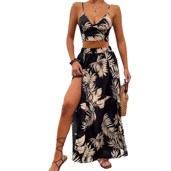 Kvinder Tropical Print To-delt Maxi Sæt Stilla