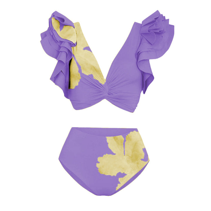 Dame bikinisæt med voluminøse flæser og asymmetrisk design Skovae