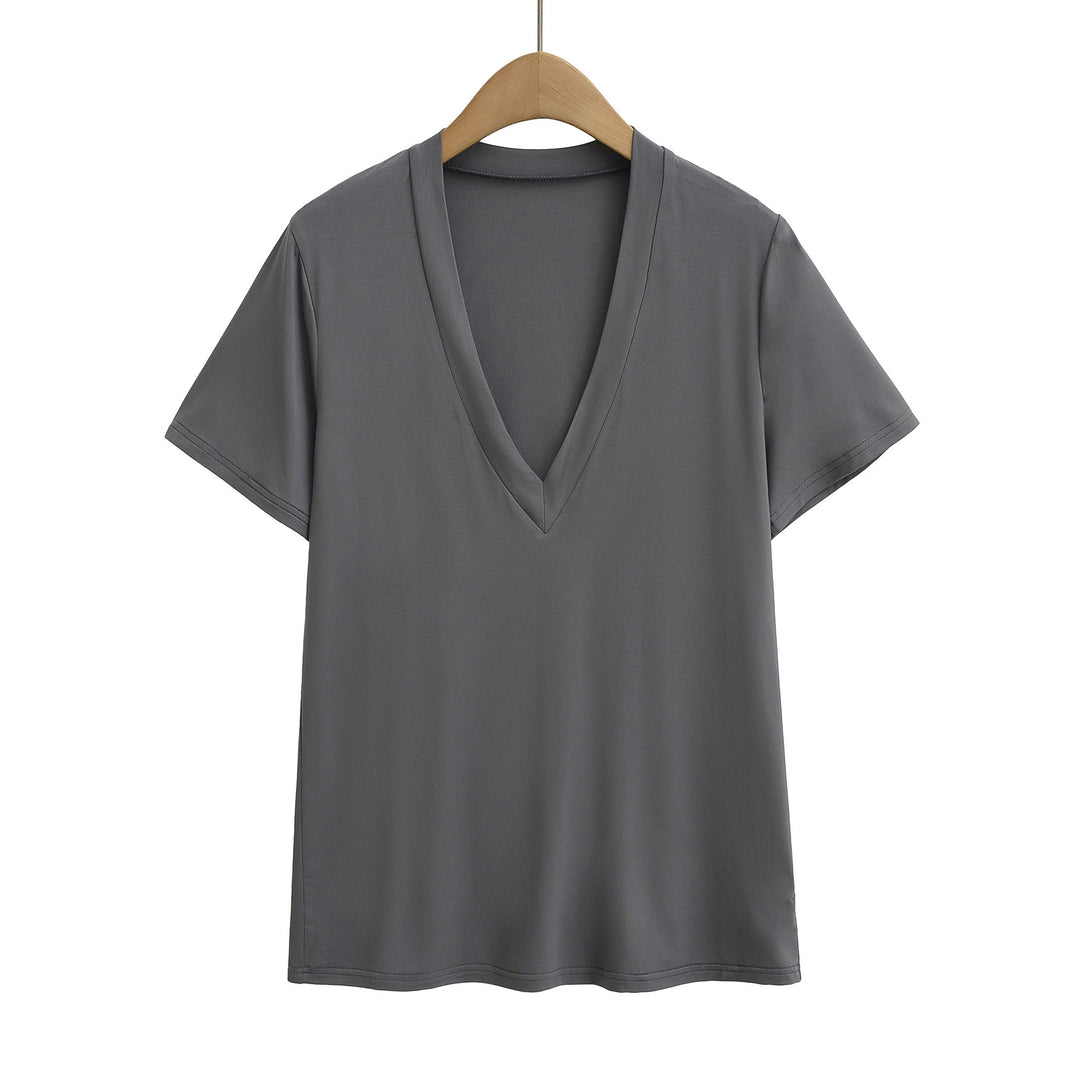 Dame V-hals T-shirt med blødt komfortmateriale Stilla