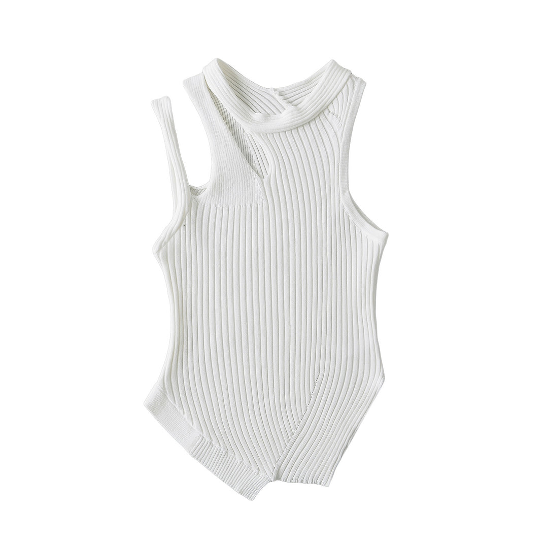 Dame Ribb Strik Tanktop med asymmetrisk design og elegante stropdetaljer Stilla