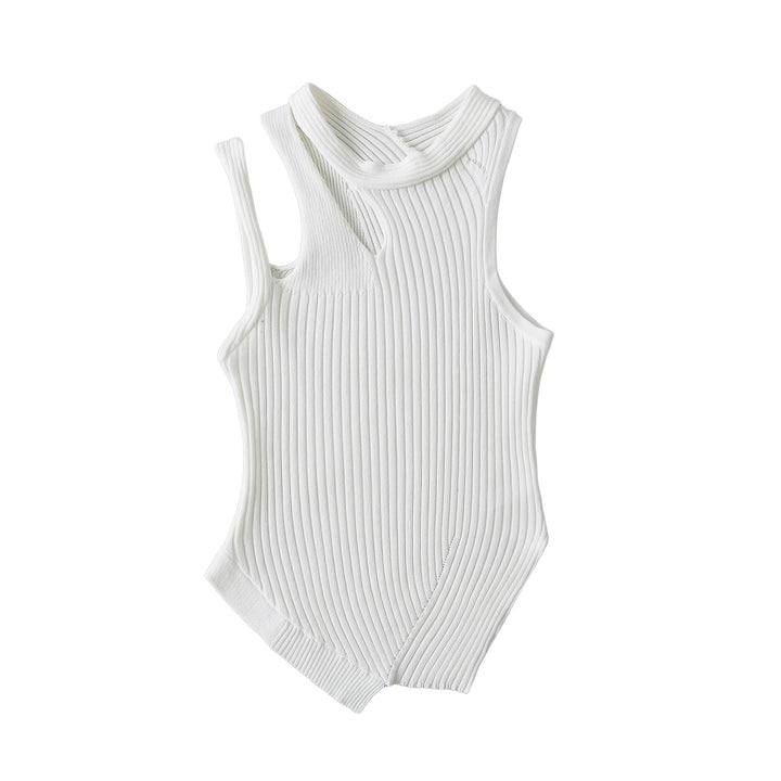 Dame Ribb Strik Tanktop med asymmetrisk design og elegante stropdetaljer Stilla