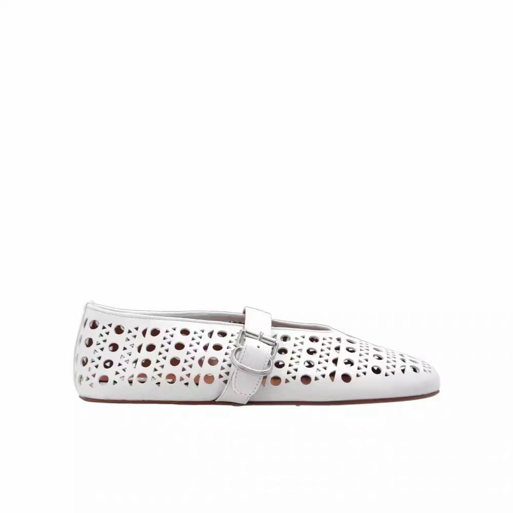 Dame stilfulde Cut-Out Slip-On Ballerinas med justerbar rem Stilla