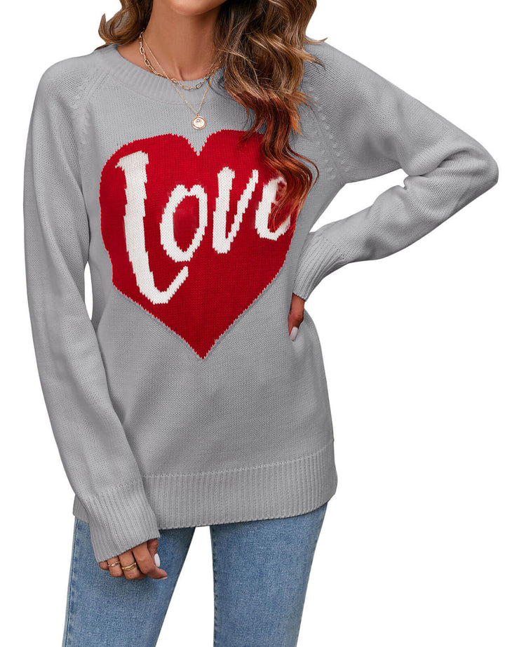 Kvinders strikkede sweater med hjerte-design Stilla