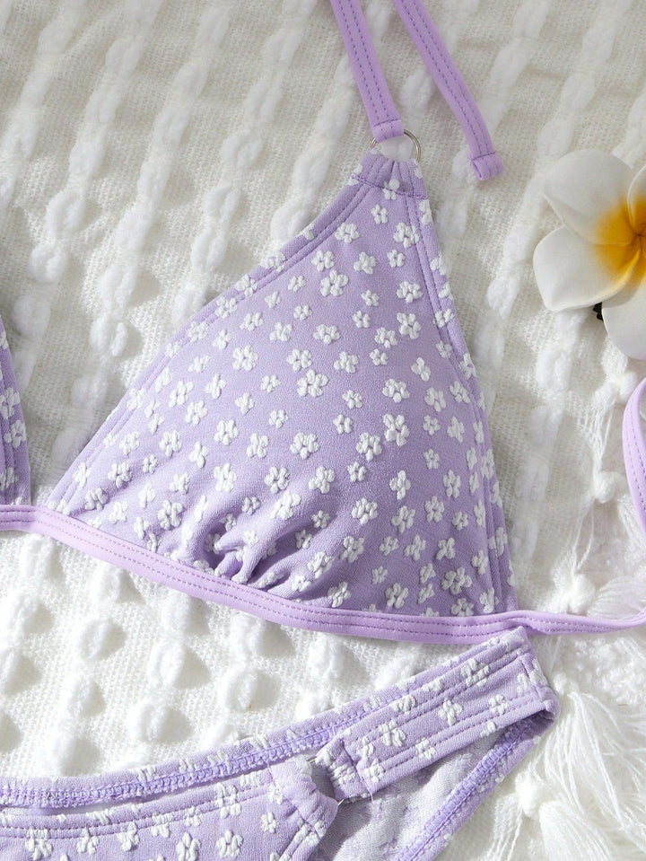 Dame Spids-Detail Trekant Bikini Sæt Stilla