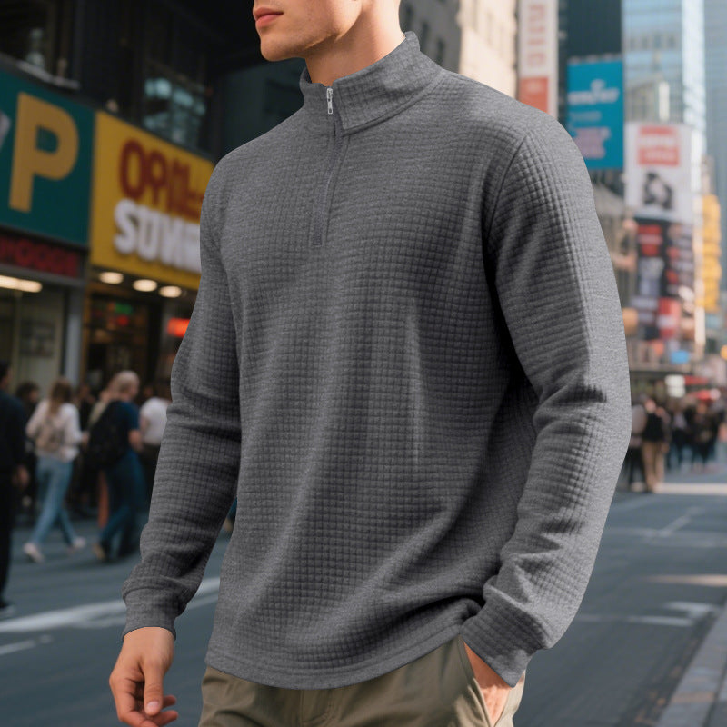 Herren nan City-Thermo-Pullover med kort lynlås Stehkragen og fin kvadratstruktur Skovae