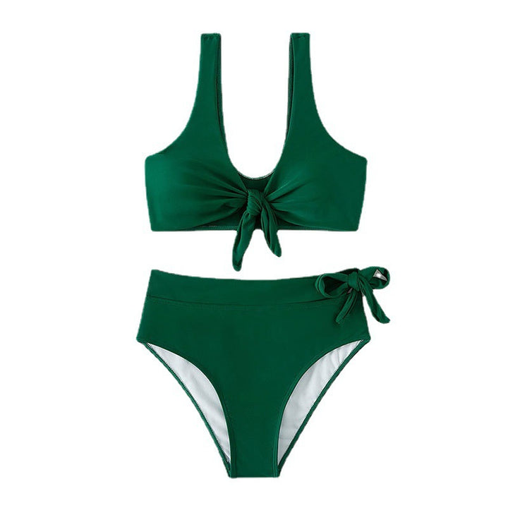 Dame Højskåret bikini med kreative knudedetaljer Skovae