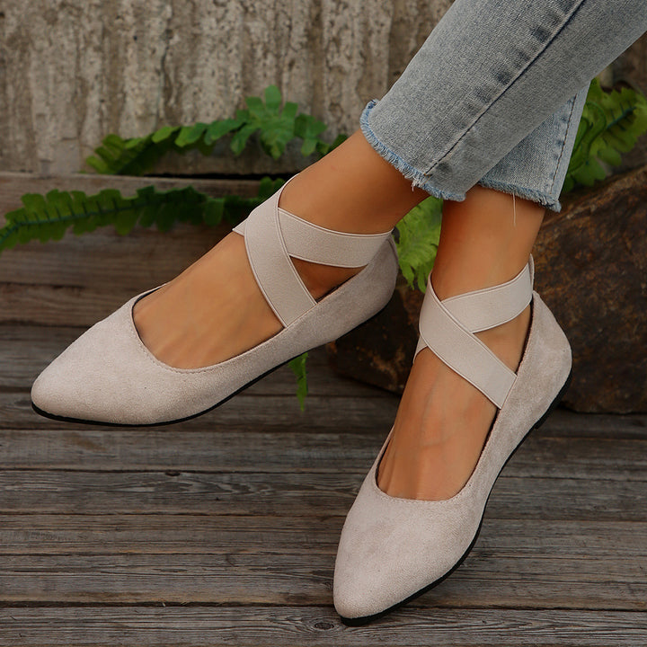 Dame elegante Ballerinas med elastiske krydsremme og komfortabel fodseng design Stilla