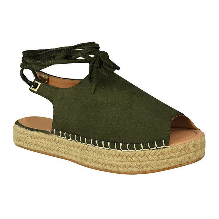 Dame elegante Espadrillos med flettet jutesål og snørebånd Stilla