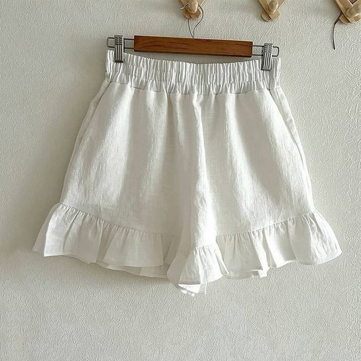 Dame afslappet to-delt sæt med svingende top og flæse shorts Stilla