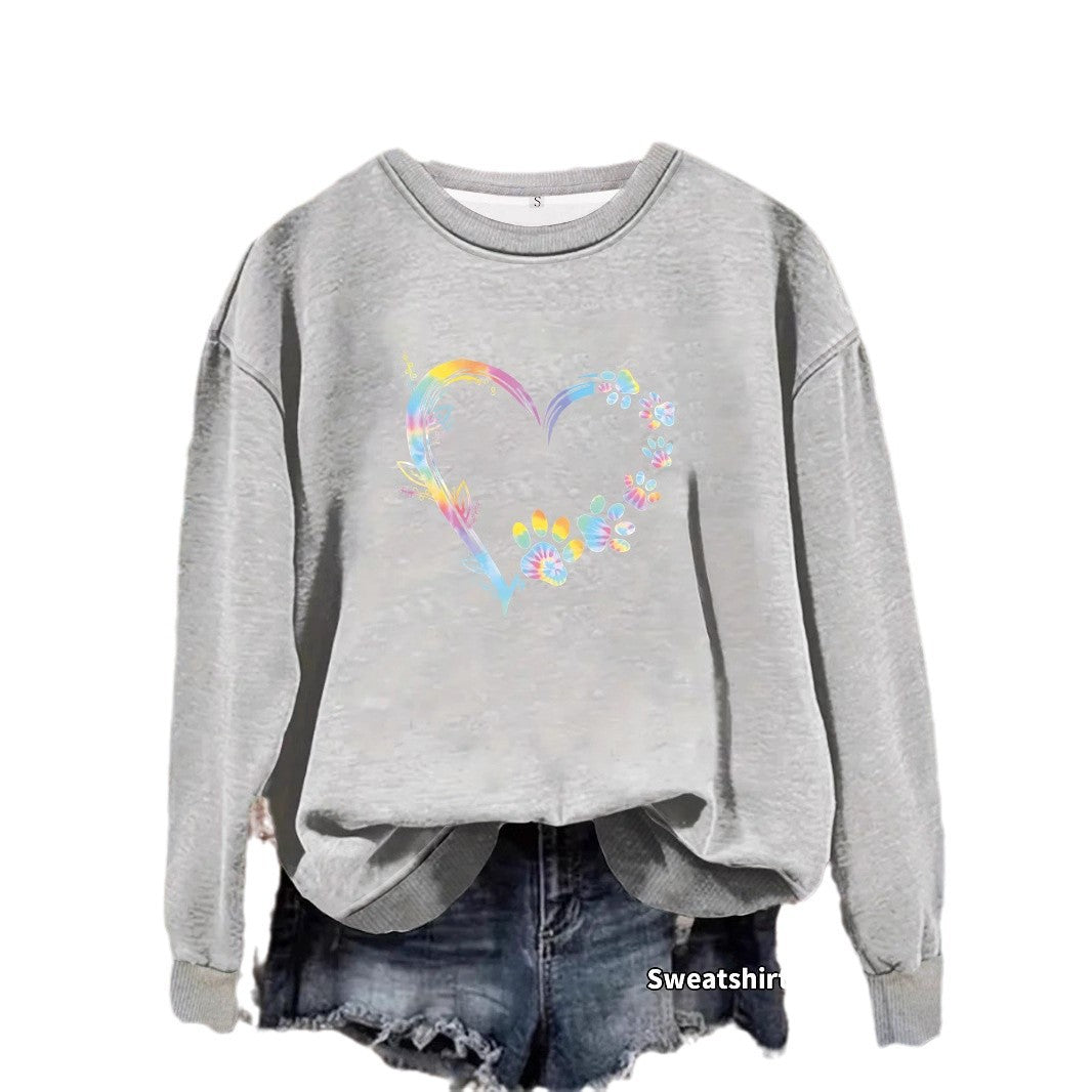 Kvinders sweatshirts med blomsterhjerte design og behagelig pasform Stilla