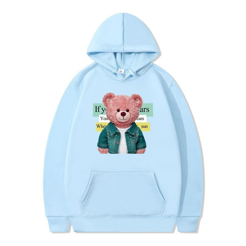 Women Hoodie med sødt bjørnemotiv Skovae