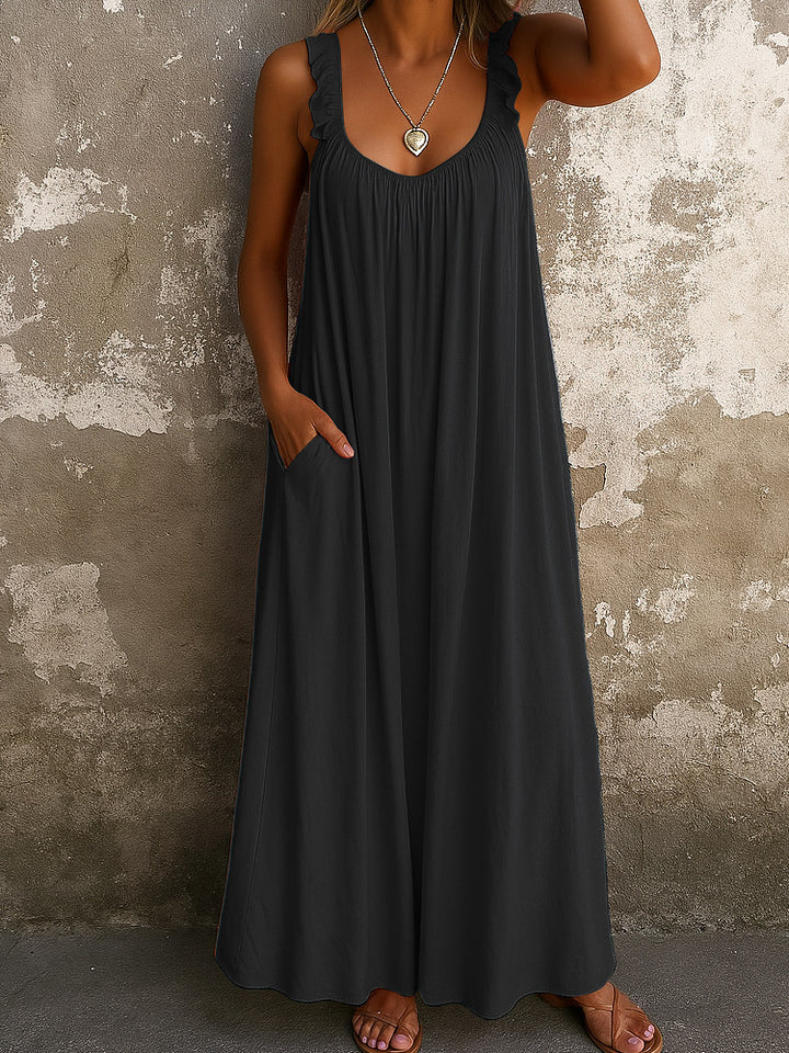 Dame Maxi-kjole med strapless pasform og luftig silhuet Skovae