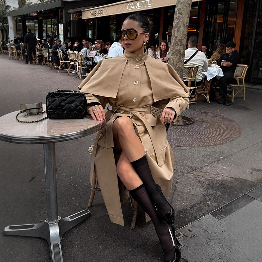 Damer elegant trenchcoat med asymmetrisk kappe Stilla