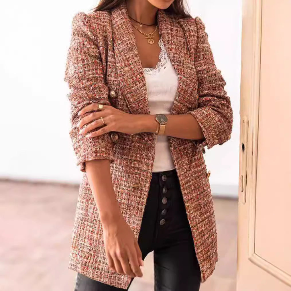 Dame ternet blazer med dobbelt knaplukning Stilla