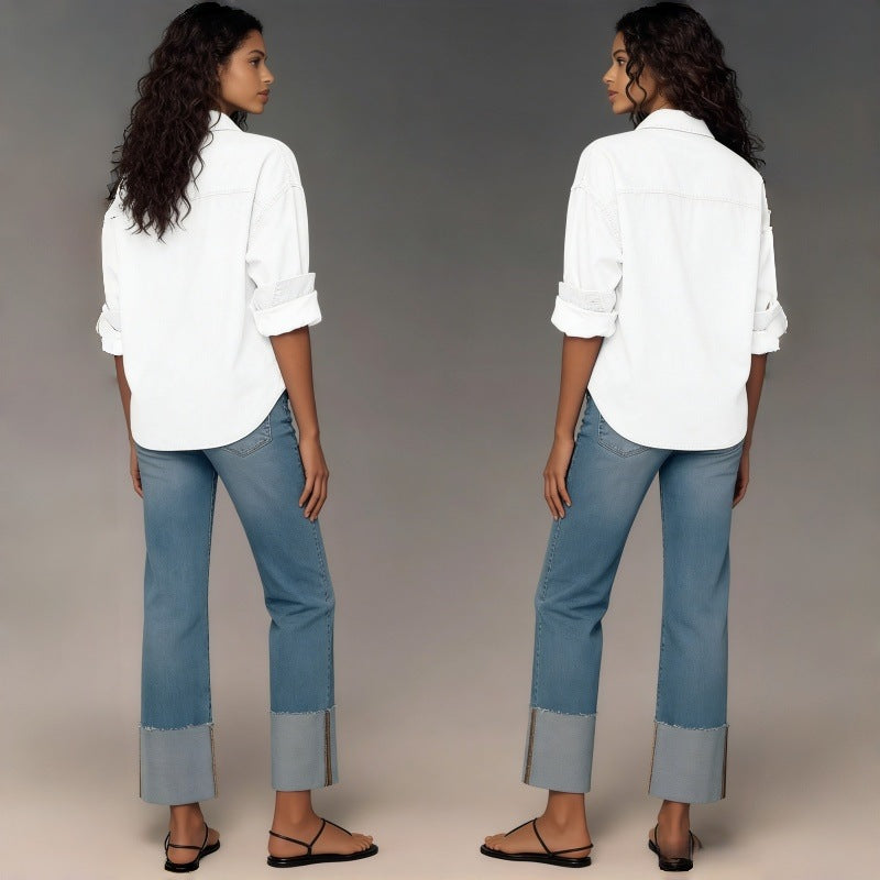 Dame Designer Jeans i moderne Boyfriend-stil med unikke detaljer. Skovae