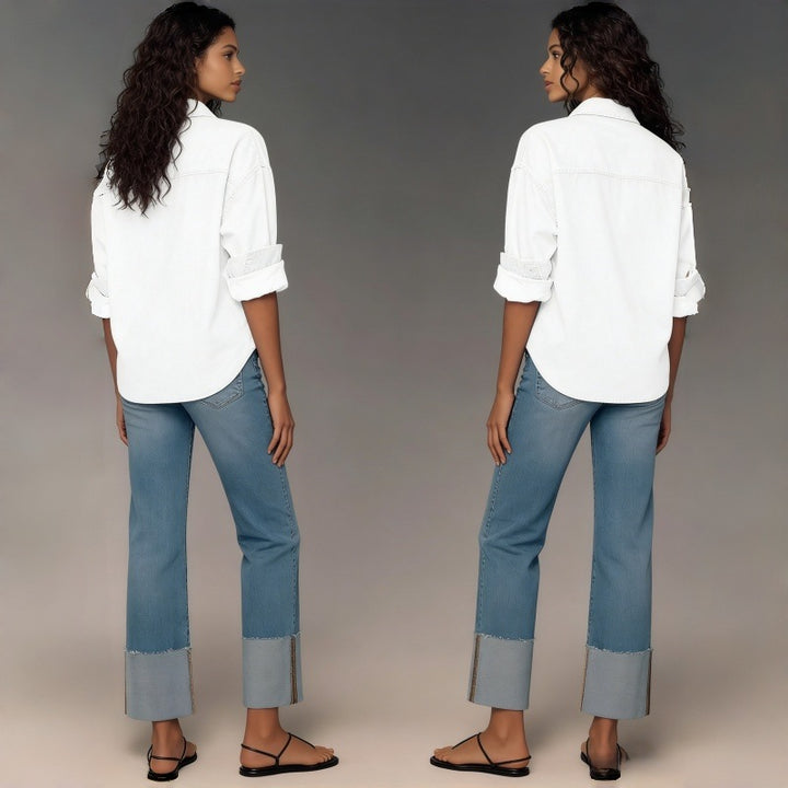 Dame Designer Jeans i moderne Boyfriend-stil med unikke detaljer. Skovae