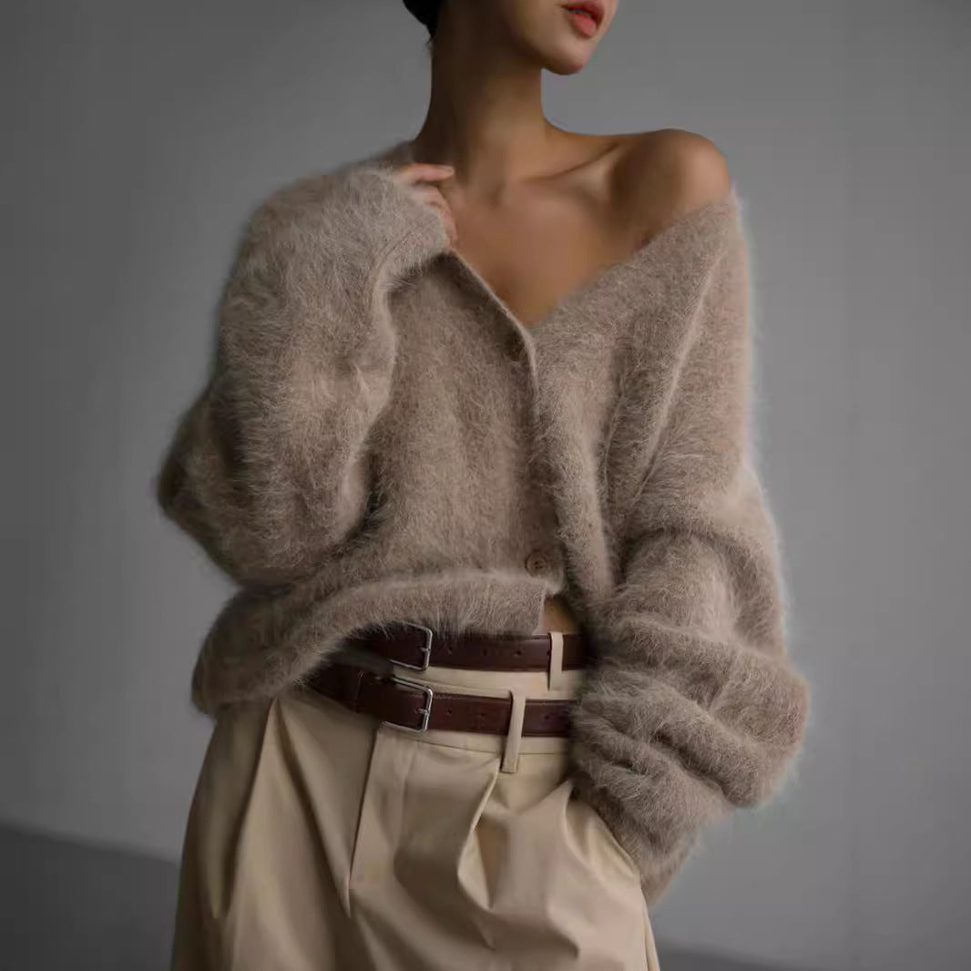 Damer hyggelig cardigan med voluminøse ærmer og elegante knapdetaljer Stilla