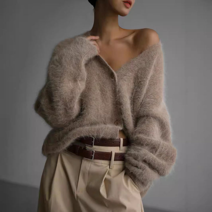Damer hyggelig cardigan med voluminøse ærmer og elegante knapdetaljer Stilla
