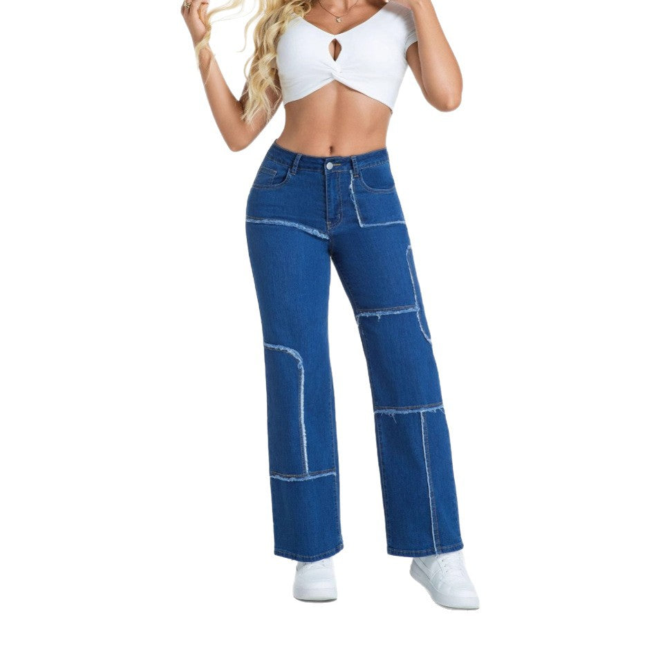 Dame Løse jeans med moderne patches Stilla