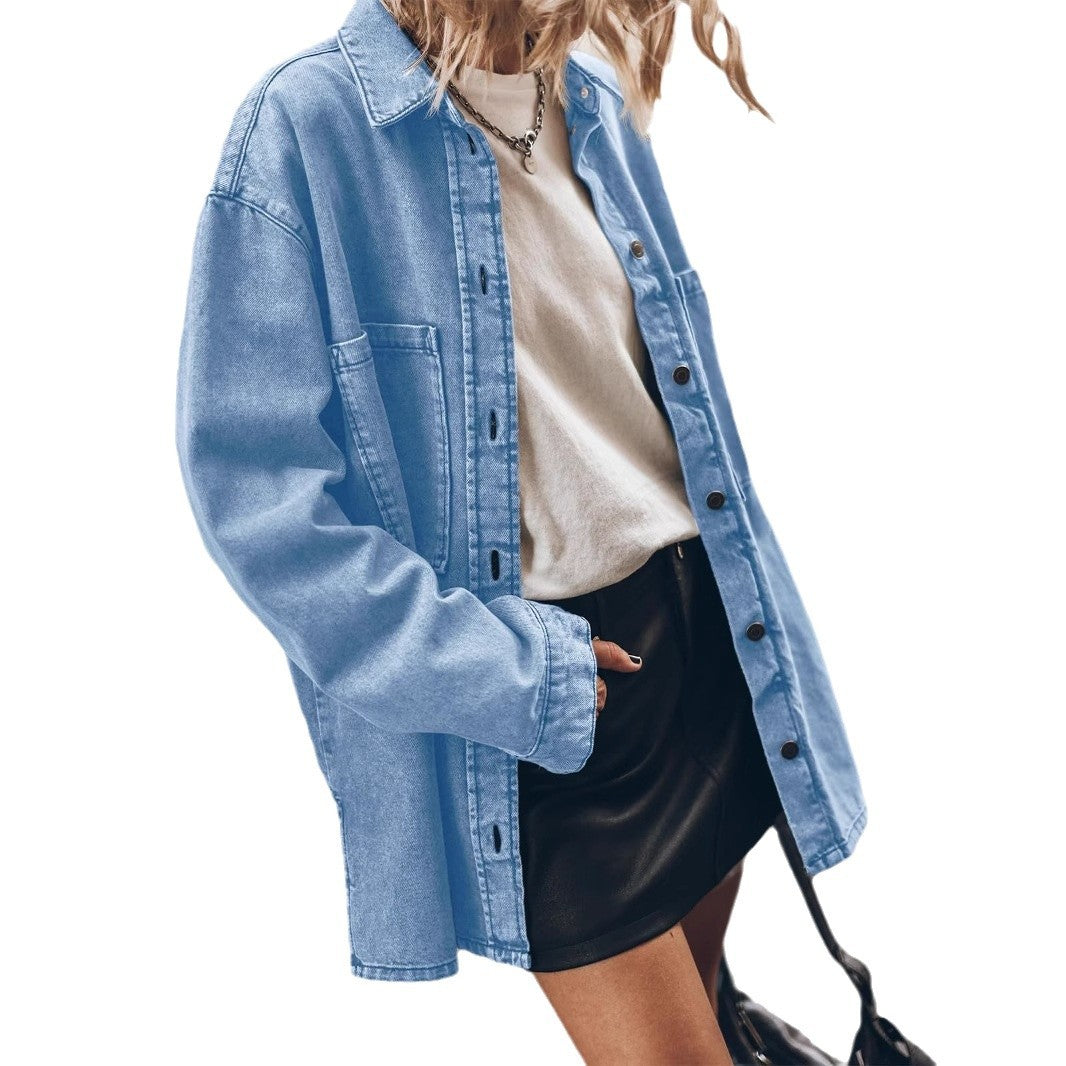Dame Oversized Jeansjakke med moderigtige detaljer og praktiske lommer Stilla