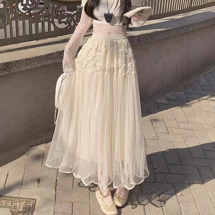 Dame Elegant Tüllskørt med florale detaljer Stilla